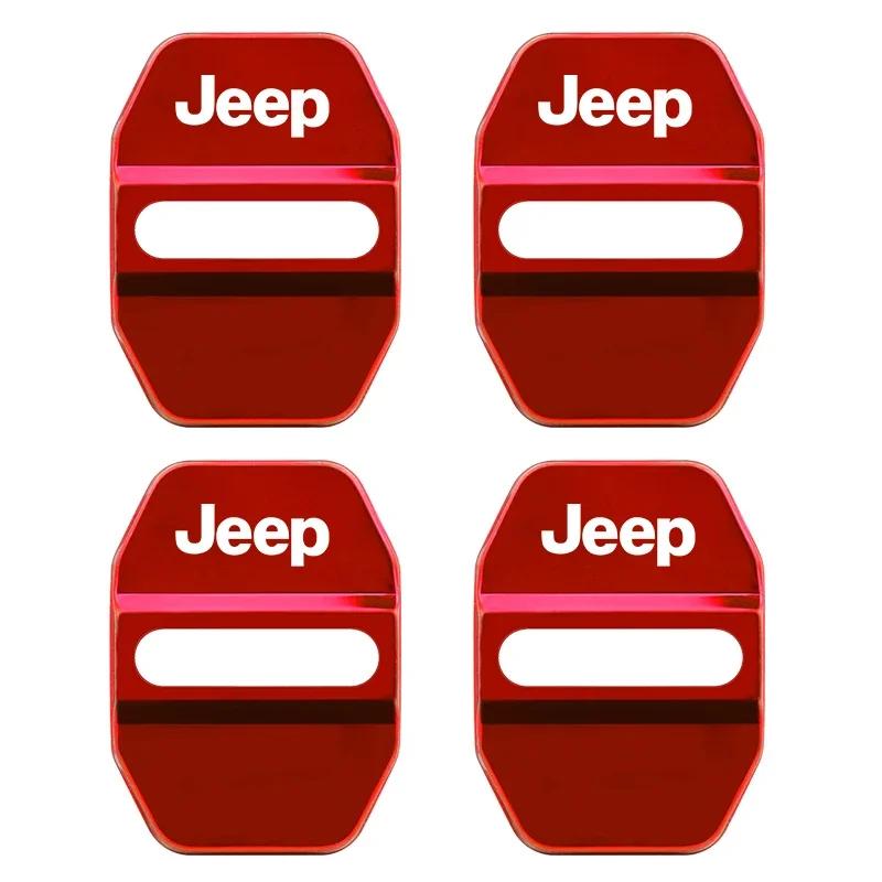 4Pcs Metallic Door Lock Buckle Protection Shell Car Interior Decoration Items for Jeep Wrangler Grand Cherokee Compass