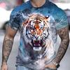 Tiger Animal 3D Printed Casual Fashion Streetwear Oversized Short Sleeve Tops Man Clothing