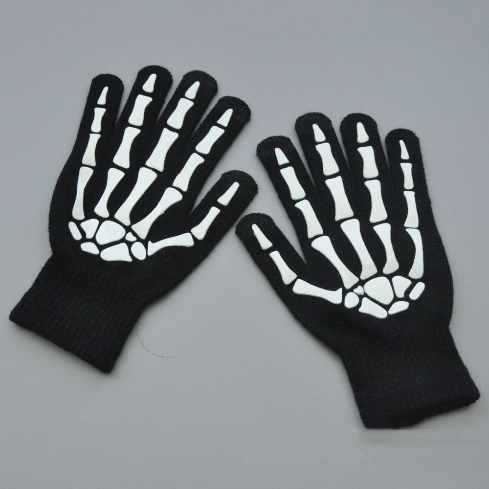 Thicken Luminous Skeleton Claw Gloves Full Finger Halloween Bone Claw Gloves  Cycling