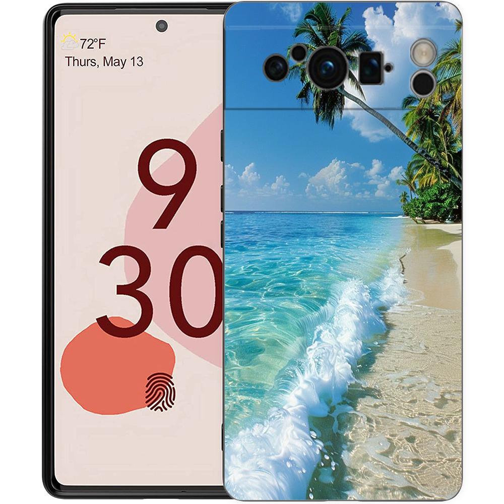 Летний пляжный пейзаж на закате на море Пальма Чехол для телефона для Google Pixel 9 8 7 6 Pro XL 8A 7A 6A ТПУ Оболочка Ударопрочный чехол
