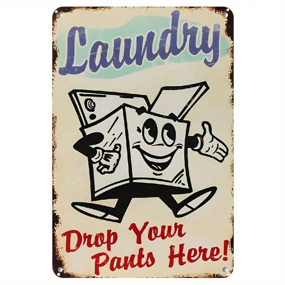 Tinplate ArtHEMITONG Laundry Drop Your Pants here Metal Sign Vintage Garage Wall Decor Rat Rod Stickers