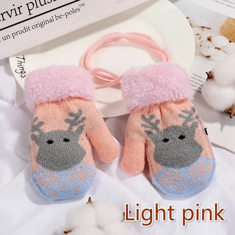 Creative 2026 New 2-7 Years Old Kids Full Finger Gloves Faux Rabbit Fur Christmas Deer Pattern Cold Resistant Autumn Winter Warm