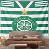 Celtic Football Club Crest Wall Tapestry Green White Hoops Clover Badge 1888 Gold Star Fan Art Decor for Man Cave Gift