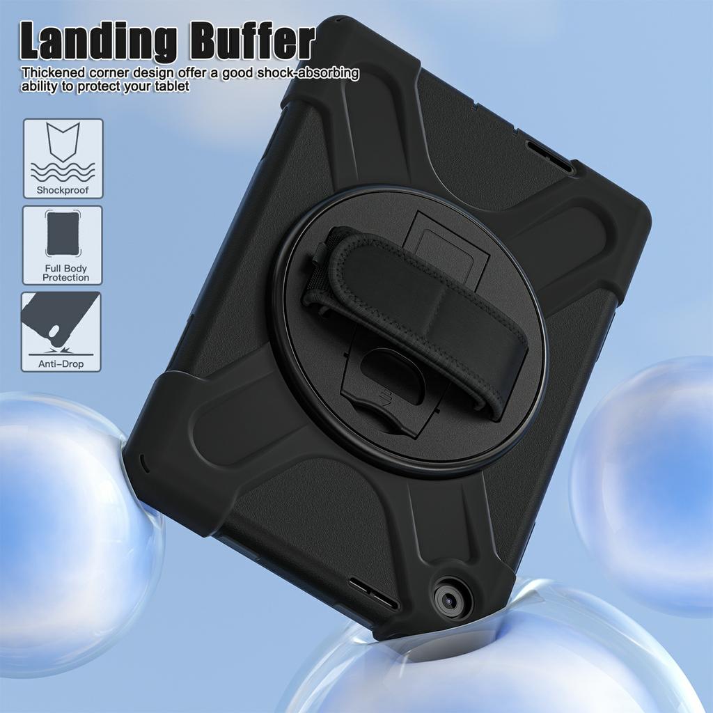 For Lenovo Tab 10.1 (2025) TB311XU/Zhaoyang K10C Case Rotary Kickstand PC+Silicone Hand Strap Tablet Cover