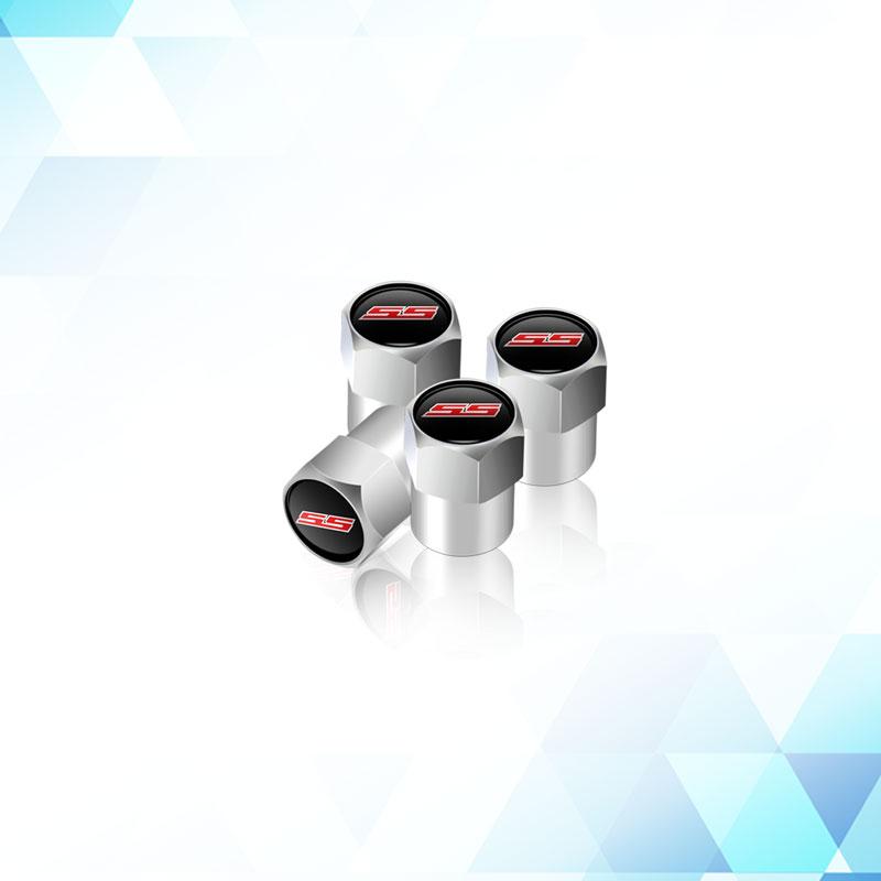 BSQGD1 SS Logo Emblem Metal Car Tire Valve Stem Cap Tire Wheel Stem Air Valve Caps For Chevrolet Sport Cruze Camaro Captiva Aveo 4Pcs