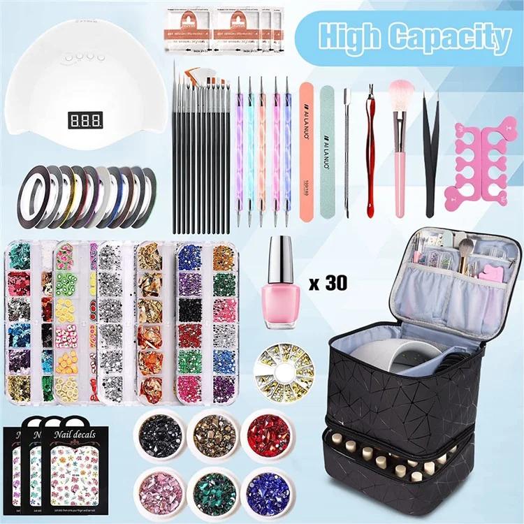 Сумка для хранения лака для ногтей, двухслойная, портативная, органайзер для маникюрных инструментов, сумка-тоут