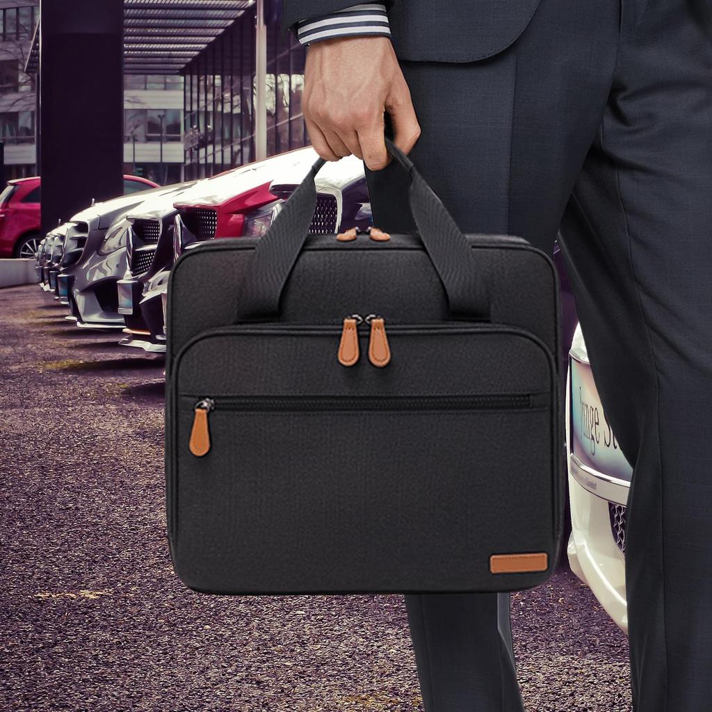 Деловая сумка через плечо, совместимая с 14-дюймовым файлом формата А4, водоотталкивающая [Mygreen], сумка, двухсторонняя, ПК, для хранения, материал, для поездок на работу, мужская, женская (Тьма