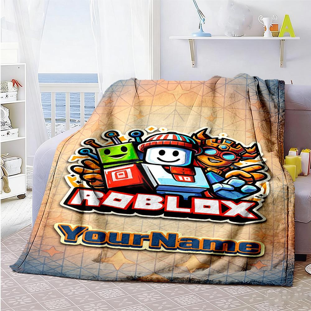 Roblox 103 Customize Text Blanket Throw Personalized Blanket Comfortable Suitable for Livingroom Seaside Bed Bedding Ideal for All Seasons