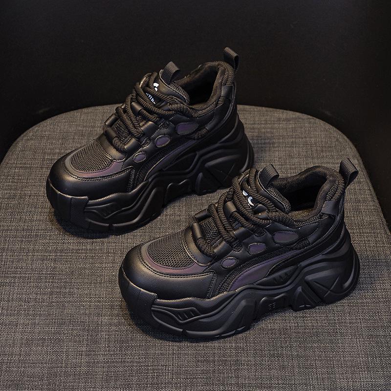 Весна 2025 г. Модные женские туфли Daddy на платформе, увеличивающие рост - повседневная модная спортивная обувь