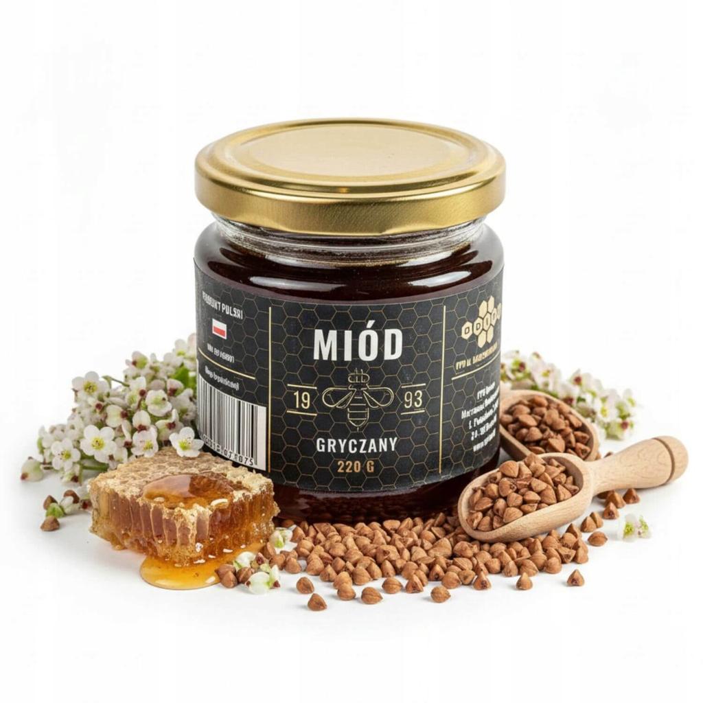 Miód Gryczany 220G Polski Premium Naturalny Zdrowy