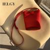 Korean Version of Simple Red Bucket Bag, Shoulder Messenger Bag