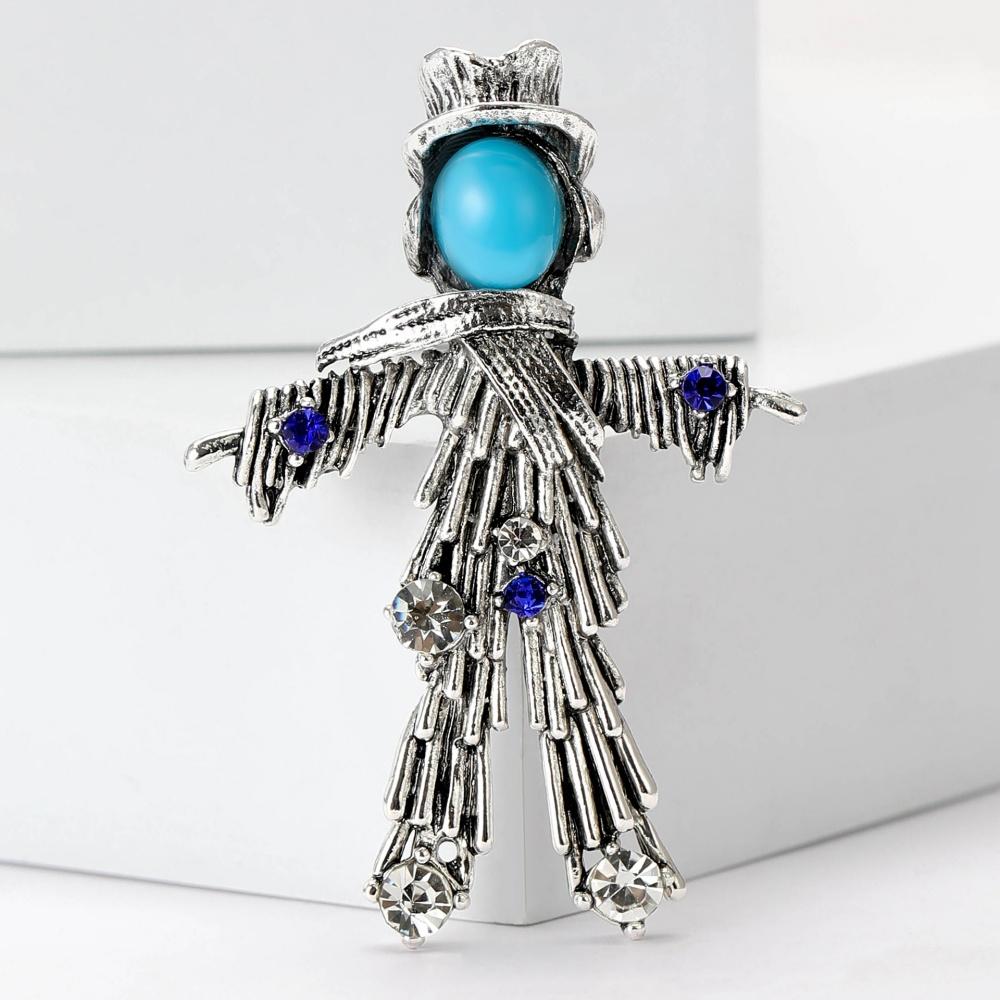 New Geometry Zircon Character Brooch Unique Retro Creative Personality Character Pin Suit Accessories Wholesale