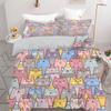 Cartoon Cats 3D Printed Bedding Cover Cute Animal Theme Duvet Coverset For Kids Teens Adults Polyester Quilt Cover Pillowcase