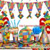 Lego Bricks Party Supplies: Pennant, Hats & Tablecloth for Children's Birthday