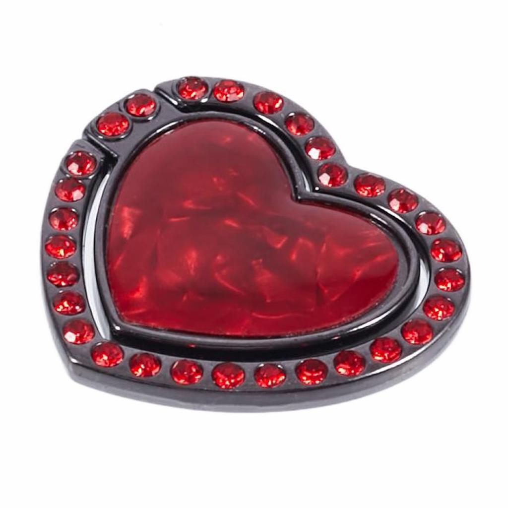 Heart Shaped Phone Kickstand Rhinestone Decor Metal Phone Finger Ring Grip