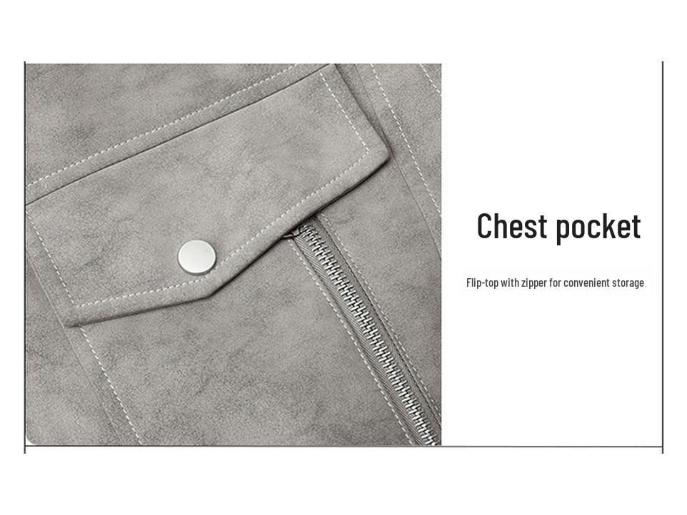 Мужская куртка из натуральной кожи с воротником-стойкой - Модная, универсальная, для стиля Business Casual, мотоциклетная верхняя одежда