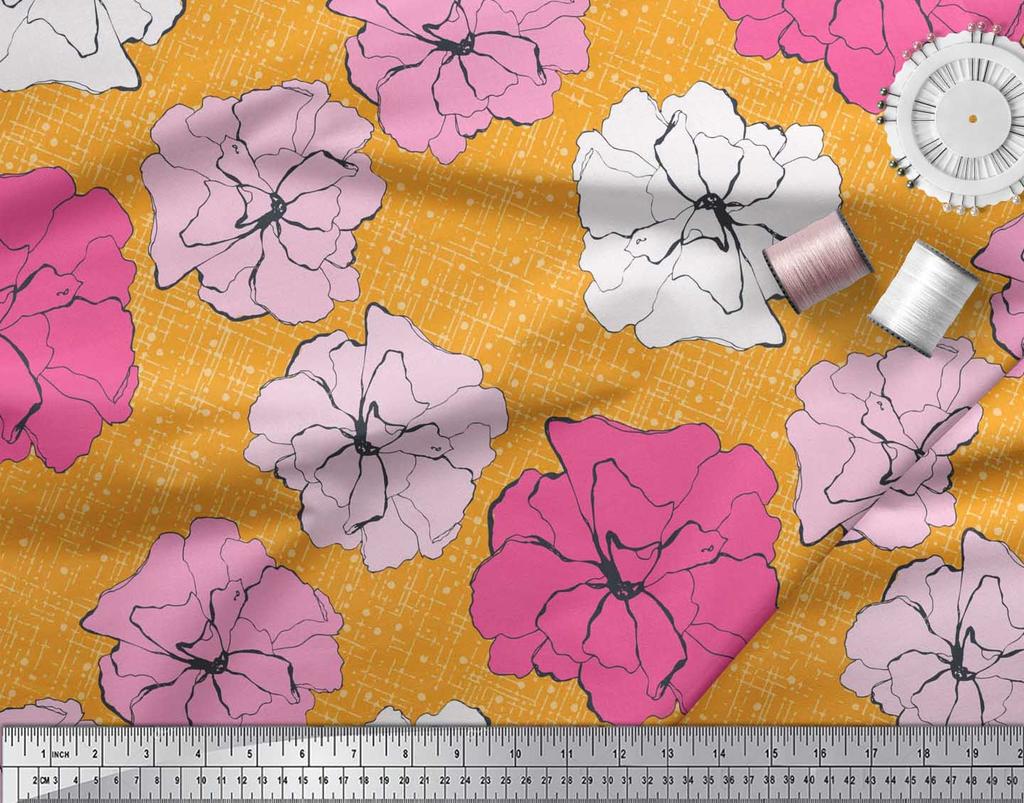 Soimoi Японский креп-атласная ткань с гвоздикой и цветочным принтом, швейная ткань, метр 42 дюйма