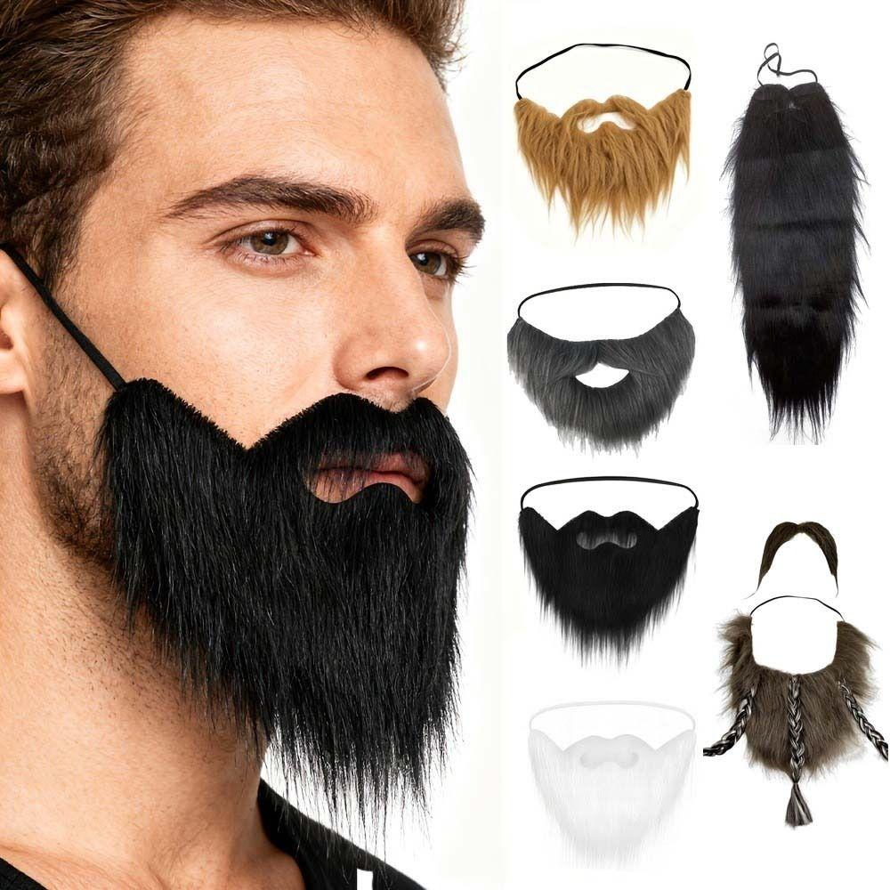 Novelty Realistic Fake Beard Natural Pirate Beard Mask Lightweight False Moustache for Halloween