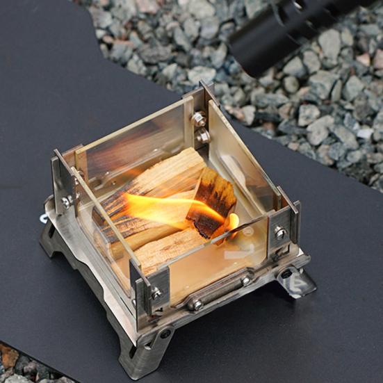 Mini Outdoor Wood Burning Stove Stainless Steel Camping Hiking Survival Backpacking Picnic BBQ Cooking Wood Burner Camp Stove