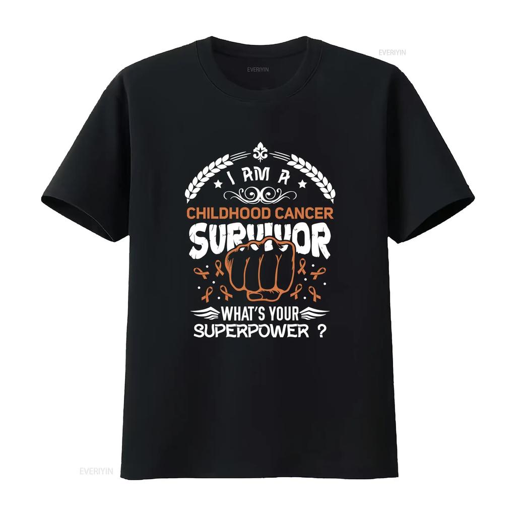 Childhood Cancer Survivor T Shirt Comfortable Made in USA S 5XL Whats Your Superpower vintage Washed streetwear Stretched