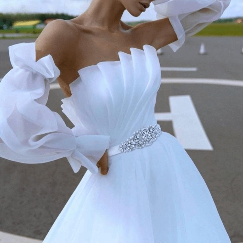 Ribbon Wedding Belt Silver Bridal Sashes Fashion Bridal Belt  Wedding