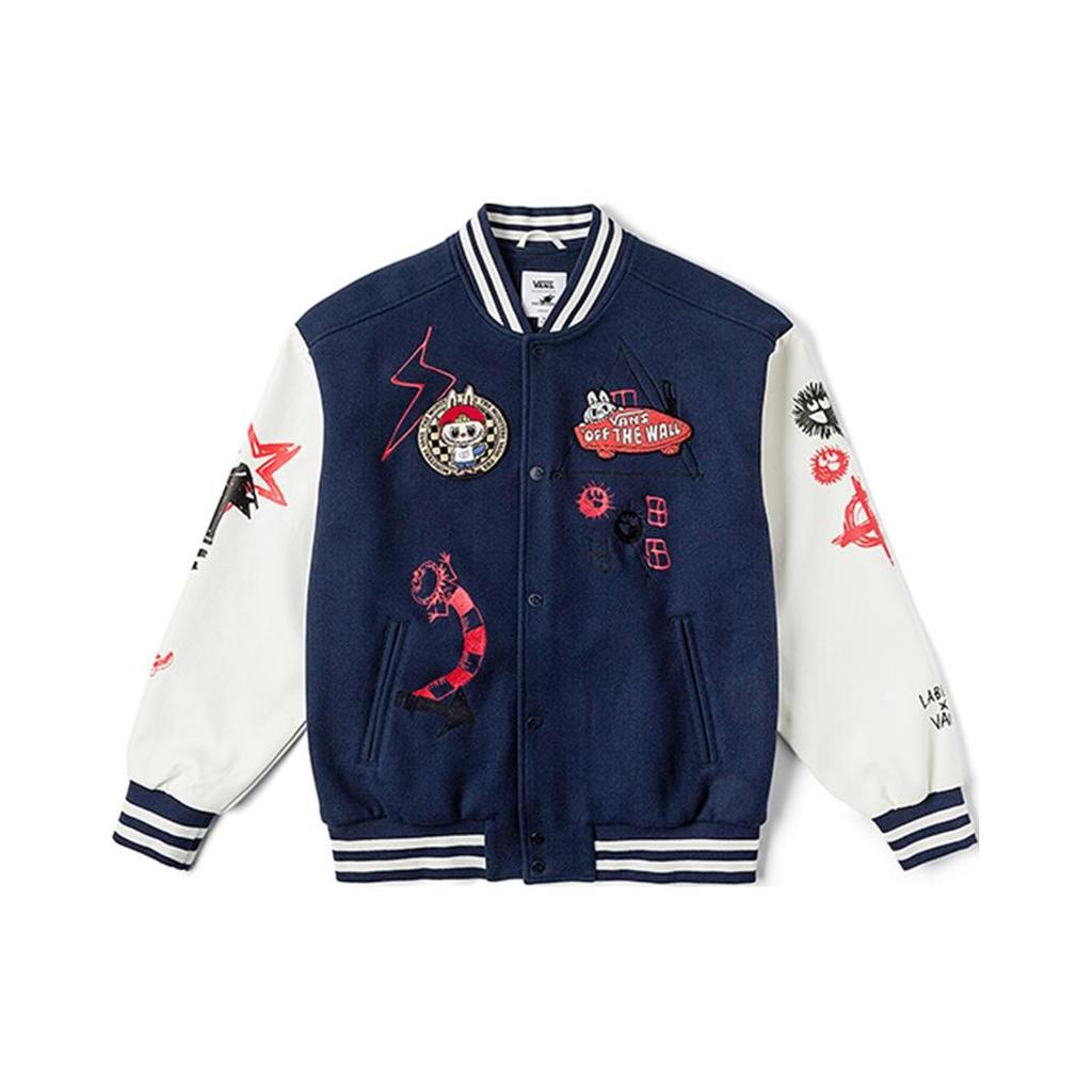 Vans X The Monsters Collaboration Single Button Cartoon Print Drop Shoulder Long Sleeve Jacket Unisex Jacket Dark-Blue VN000JFBLKZ