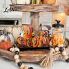 Halloween Wooden Ornaments Tabletop Ornaments, Freestanding Solid Wood Letter Signs, Decorative Table Centerpiece Desktop Accessories with Pumpkin And