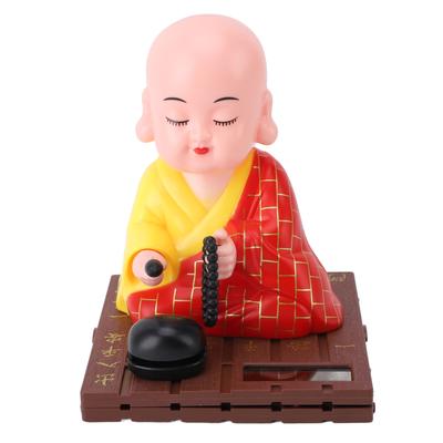 Игрушка «Маленький солнечный монах» Красная, привлекающая богатство, качающая головой, стучащая в деревянный барабан, фигурка маленького монаха