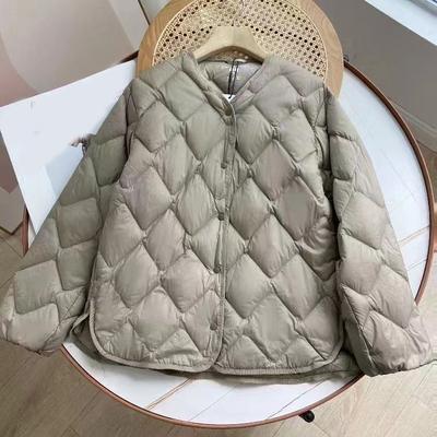 Осень-зима ультралегкая мягкая стеганая куртка без воротника с V-образным вырезом повседневная короткая женская повседневная свободная однобортная куртка на утином пуху