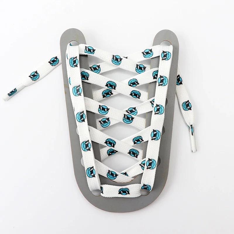 1Pair Cartoon Graffiti Printing Shoelaces Flat Shoe Laces Running Shoes Sneakers High Top Low Top Canvas Shoelace for Kids Adult