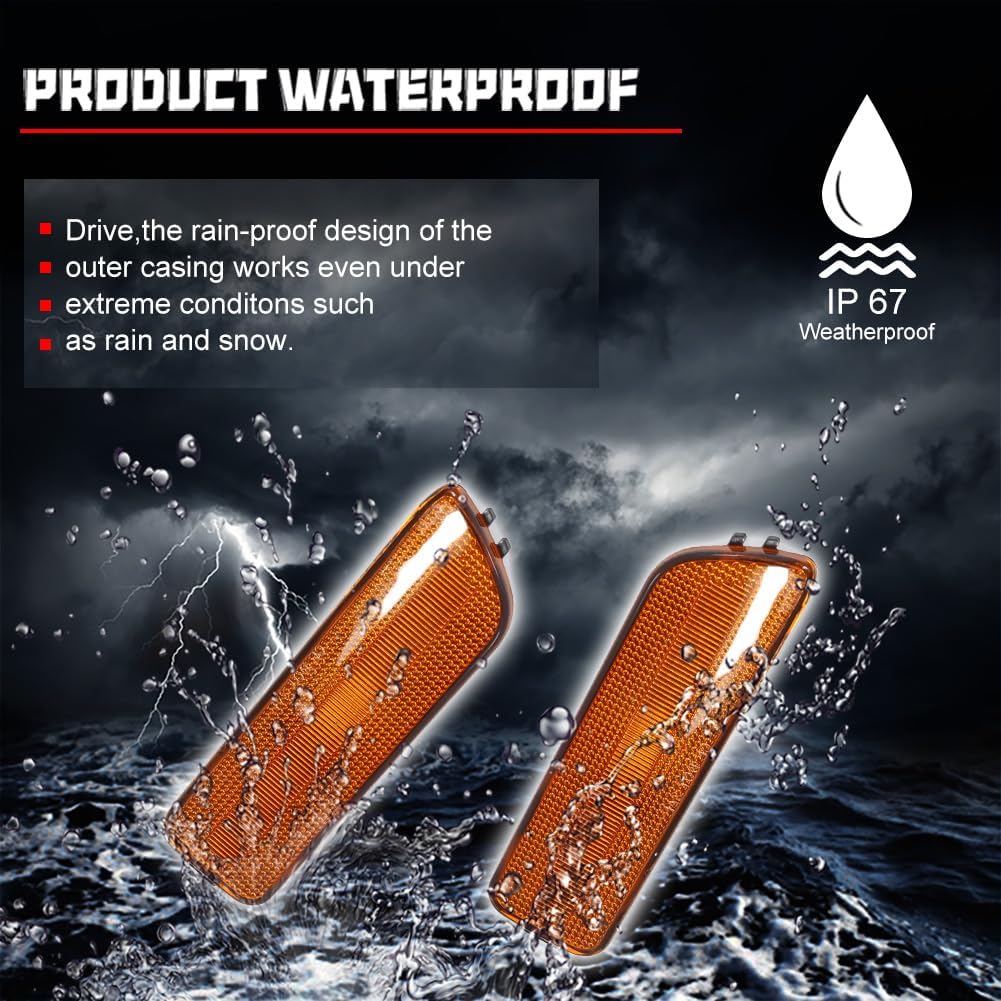 GTINTHEBOX Amber Lens Front Bumper Side Marker Light Housing Assembly Compatible with 1999-2005 Volkswagen MK4 Golf GTI R32 Rabbit Jetta