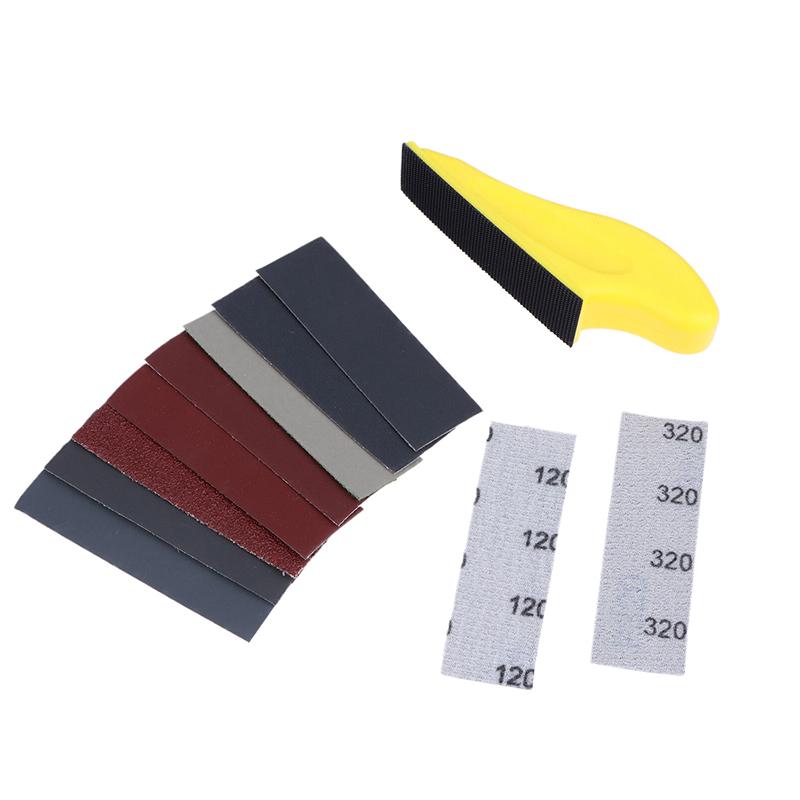 Мини-набор наждачной бумаги 3,5"X 1" с шлифовальным блоком на липучке, 71 шт. в ассортименте зернистости 40/80/120/180/240/400/600 для полировки