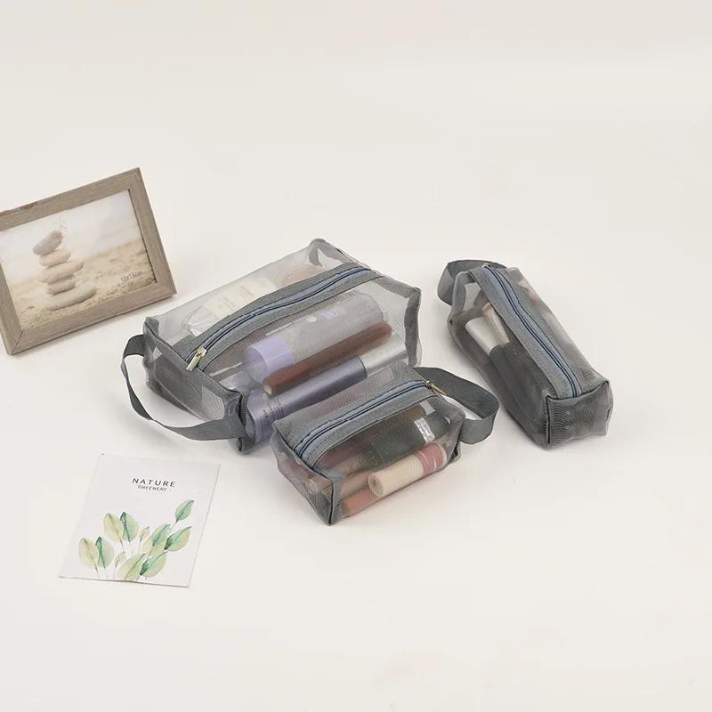 3 шт. Дорожный органайзер из трех частей для хранения косметики, Портативная дорожная сумка, Сетчатая сумка для хранения, Складной кошелек-нулевик для воды