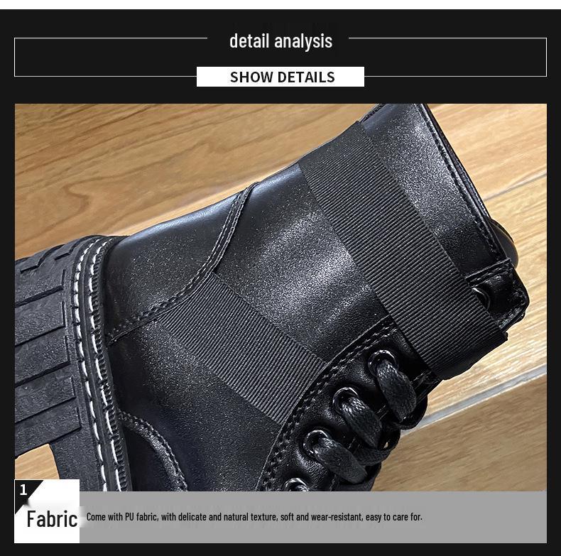 Мужские черные кожаные мотоботы хай-топы в британском стиле