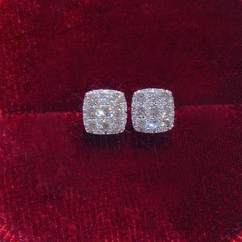 Серьги-гвоздики Huitan Minimalist Square Shape Cubic Zirconia, женские модные серьги-гвоздики, универсальные ювелирные изделия для свадьбы