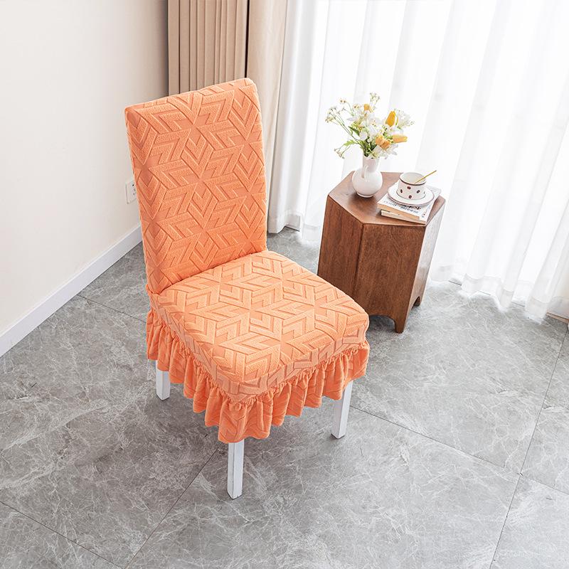 Жаккардовый стрейч чехол-юбка для обеденного стула на все сезоны