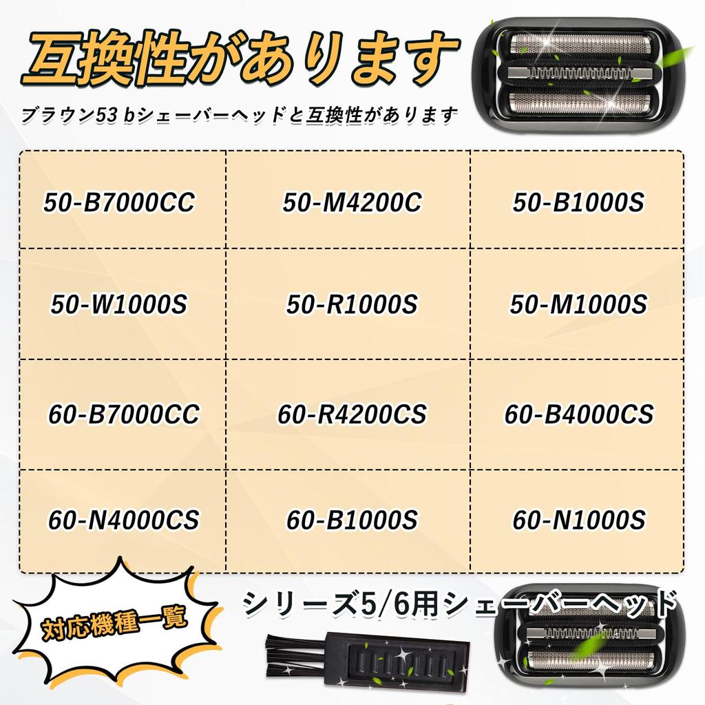 Braun Compatible Shaver Replacement Blade Series 6 53B Replacement Shaving Head Net Blade Inner Blade Integrated Cassette Shaver Replacement Blades