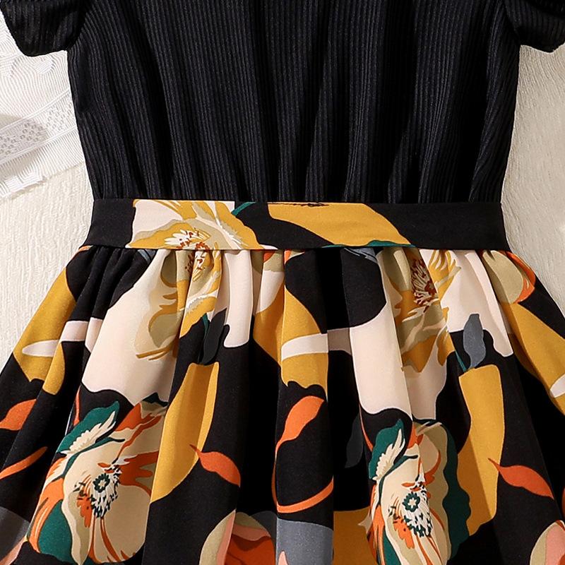 Платье принцессы для девочек, летнее детское модное платье с короткими рукавами и принтом в стиле пэчворк