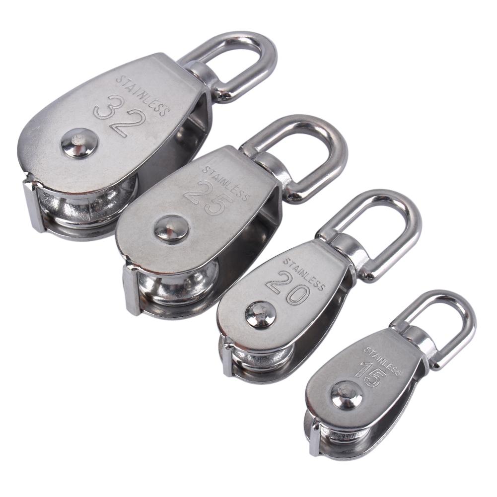 304 Stainless Steel Single Wheel Swivel Pulley Block Lifting Rope M32
