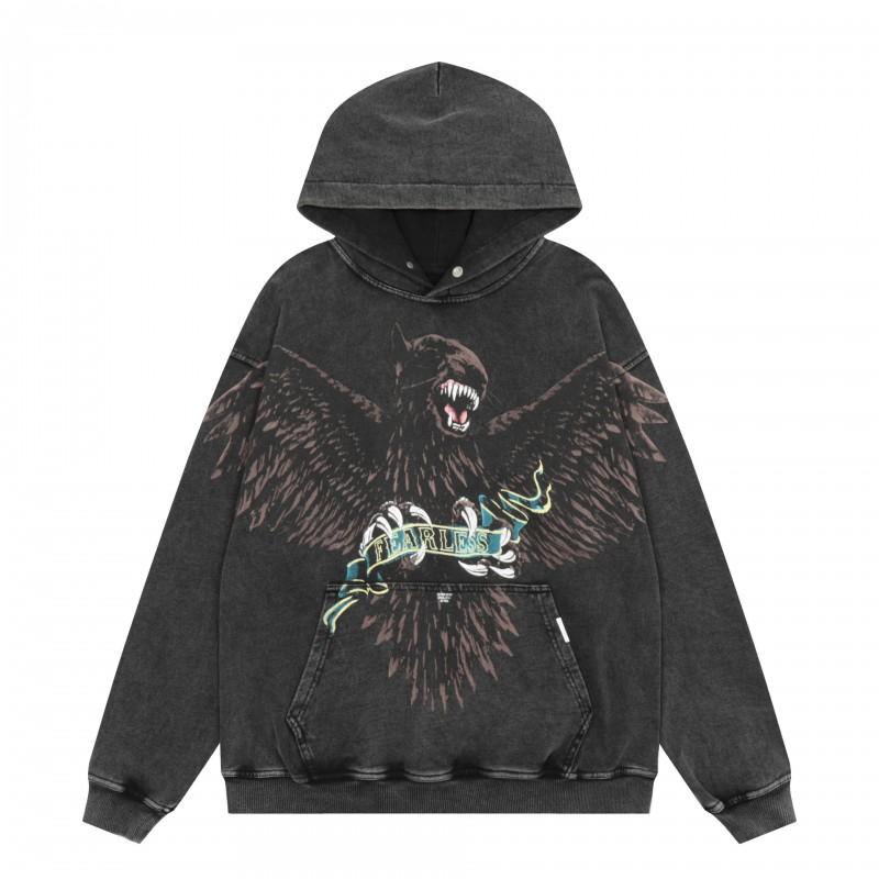 Unisex Oversized Hooded Sweatshirt With Tropical Palm Print Streetwear Cotton Fleece Pullover Winter
