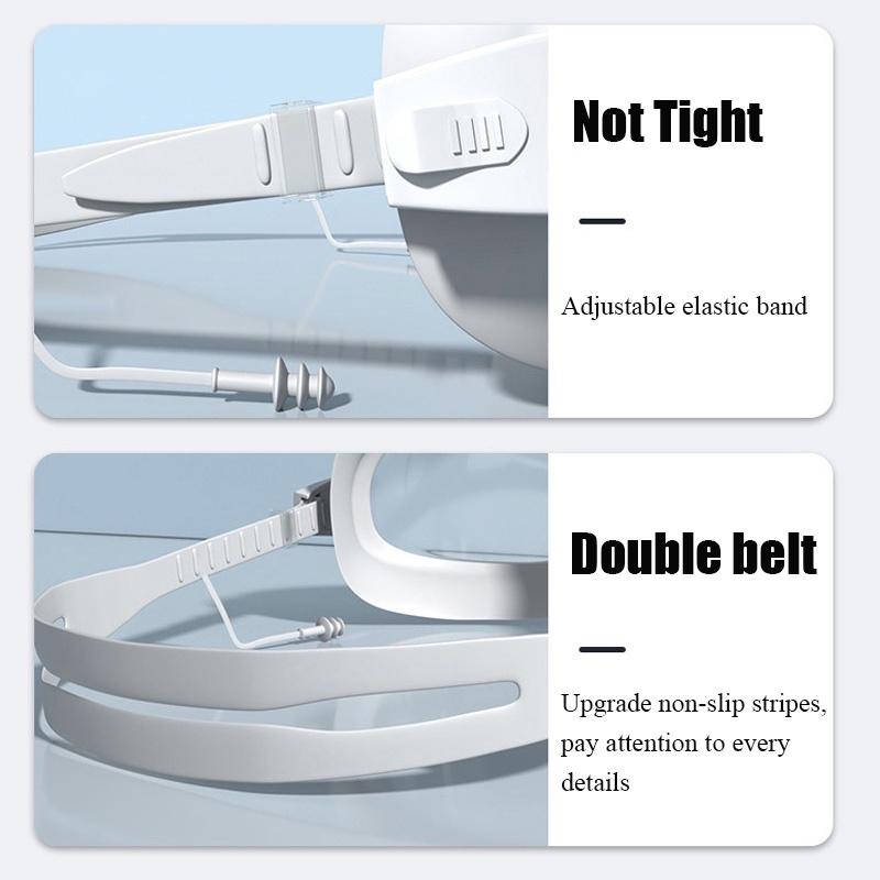 Очки для плавания с водонепроницаемым силиконовым покрытием против запотевания и берушами для близорукости -1,5~-8,0 градусов