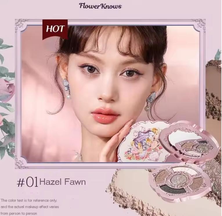 Flower Knows Коллекция Ракушка и Жемчуг Матовая Жемчужная Шестицветная Палетка Теней для Век Металлик Высокопигментированные Тени для Макияжа Глаз Стойкие