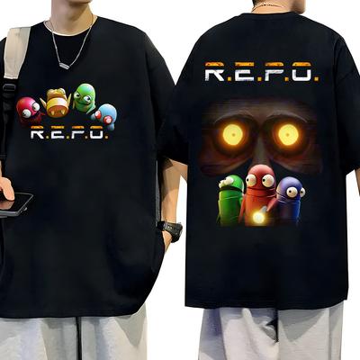 R.E.P.O.Графические футболки Горячая игра Repo Робот Хлопок Мерч Футболка Женская Мужская Одежда Y2k Новый Узор Универсальная Короткий Рукав Футболка