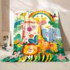 Cartoon Animal Park Printed Blanket Warm and Soft for Home Travel Blanket Sofa Bedding Camping Picnic Car Office Cover Blanket