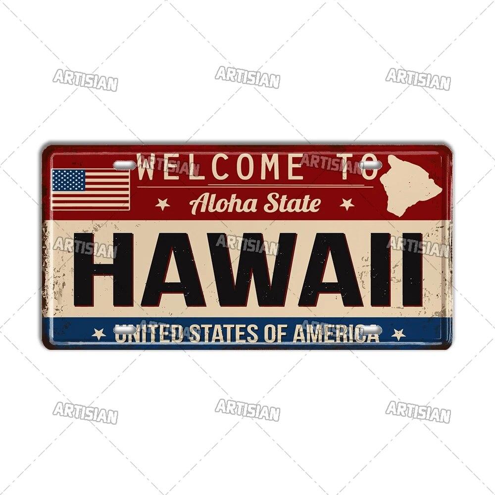 Artisian USA License Plate US Welcome To Metal Sign Landmark City State Decorative Plaque Wall Decor Garage Bar Pub Club Hotel