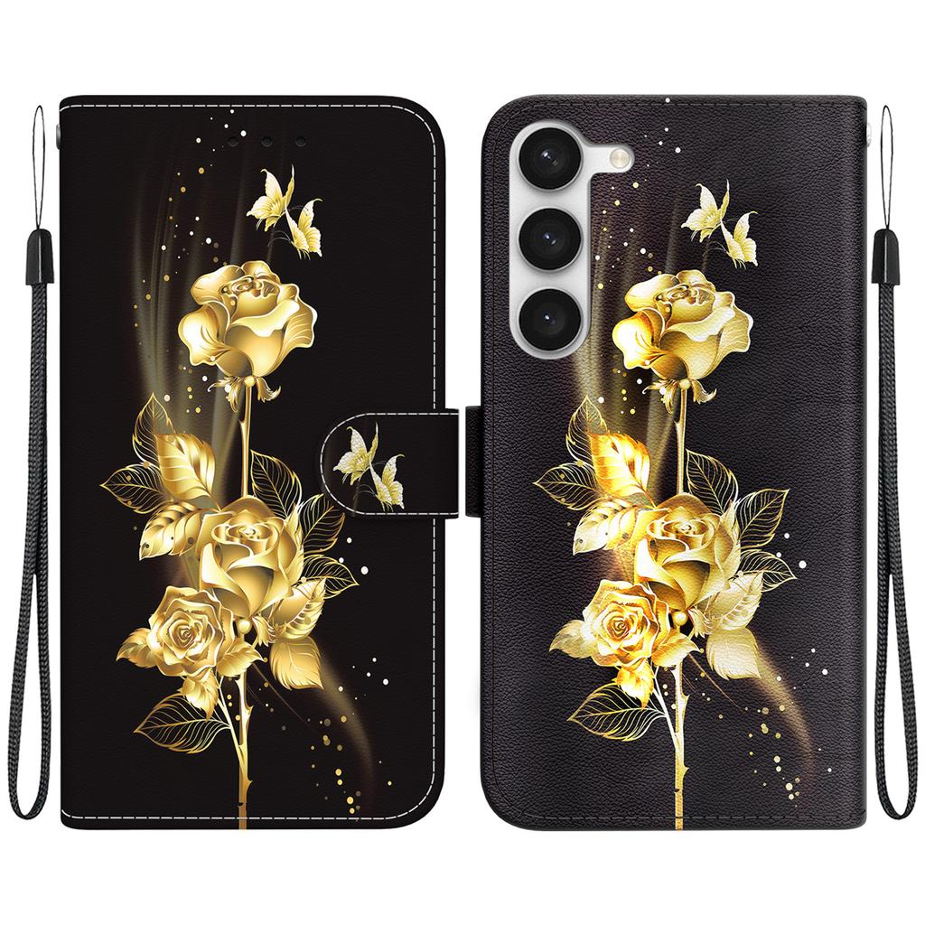 Wallet Case with Card Holder Floral PU Leather Case Kickstand Wrist Strap Shockproof Cover for Samsung Galaxy S23 S22 S21 S20 Plus Ultra S8 S9 S10