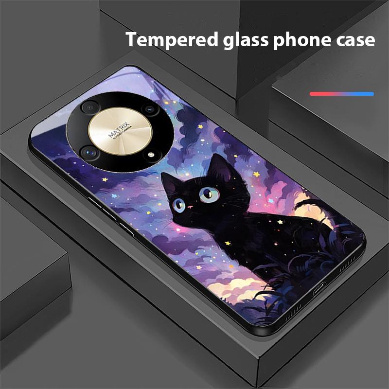 Милый маленький котик для Honor Magic 6 50 70 90 Lite X7b 200 Pro Nova 10 Nova 5T X6 P30 Pura 70 Ultra Чехол для телефона из закаленного стекла