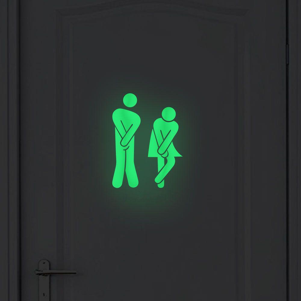 Glow In The Dark Decoration Bathroom Indicator Label Wall Sticker Washroom Door Sign Toilet Sticker