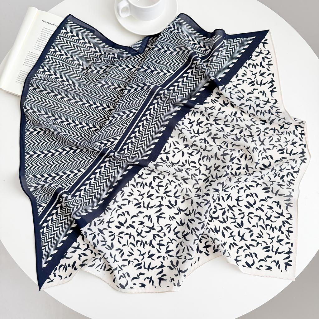 Retro Mocha Polka Dot Silk Scarf Women's Small Square Scarf Versatile Neck Premium Spring and Summer New Printed Scarf