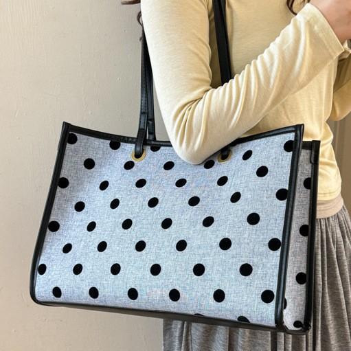 New Trendy Polka Dot Large-Capacity Tote Bag Niche Casual Simple Women'S Shoulder Bag Underarm Bag